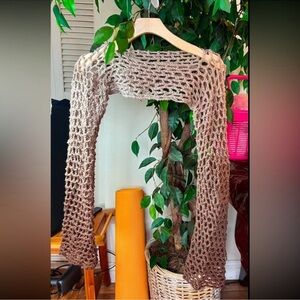 Brown Chunky Crochet Shrug Sweater